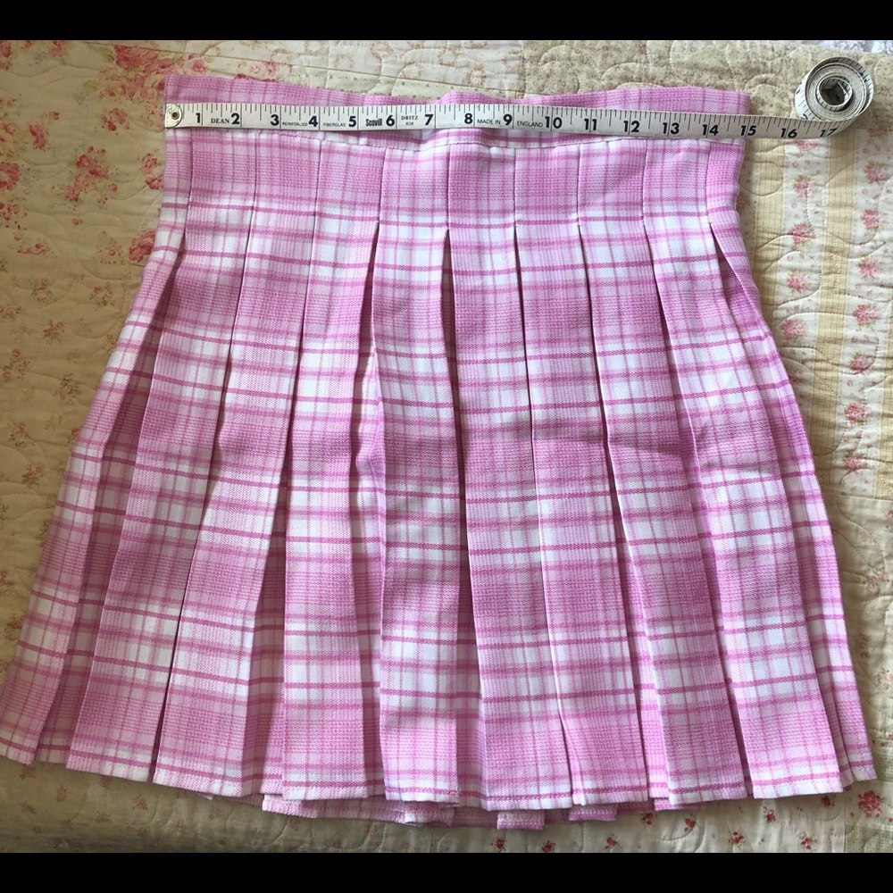NWT Romwe Kawaii Pink Plaid Skirt sz L